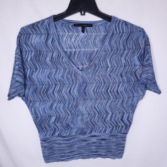 White House Black Market Sweater Small Blue Knit Chevron Dolman - Picture 1 of 11
